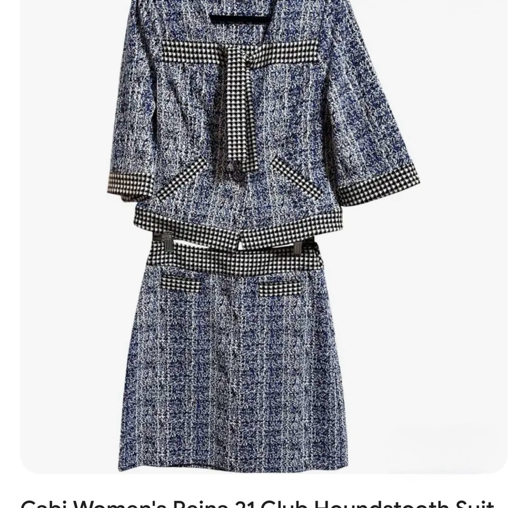 CAbi Club Reina Blue and Black Matrix Print Suit NWOT-S